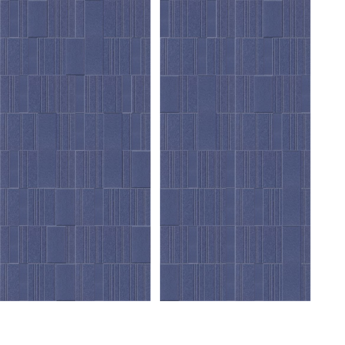Navy blue fabric with geometric brick-like pattern and vertical striping throughout.