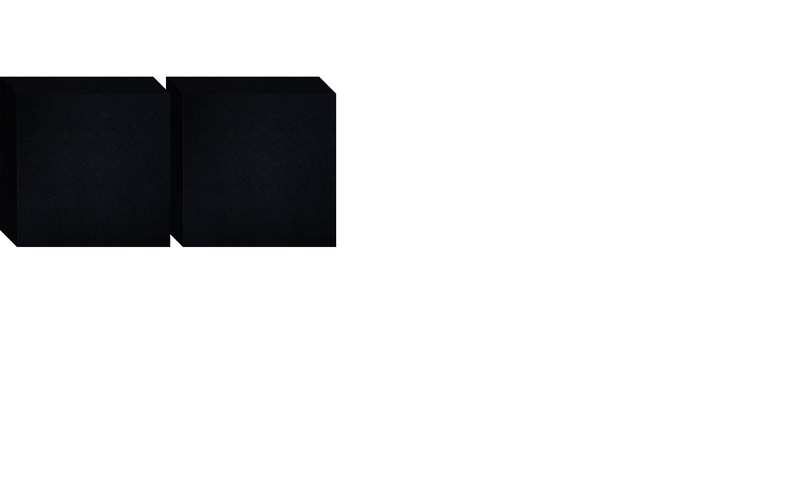 Two black rectangular shapes with rounded corners positioned side by side.