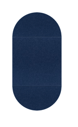 Dark blue vertical capsule shape with rounded top and bottom sections on white background.