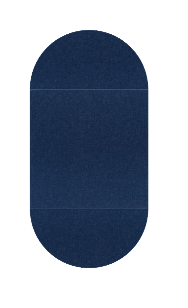 Dark blue vertical capsule shape with rounded top and bottom sections on white background.