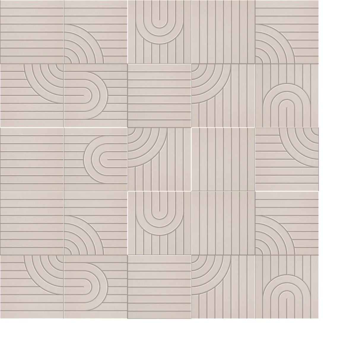 Ivory engraved felt wall panel design with linear pattern