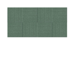 Green textured surface with geometric pattern of vertical and horizontal rectangular sections.