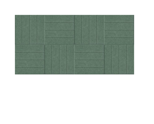 Green textured surface with geometric pattern of vertical and horizontal rectangular sections.