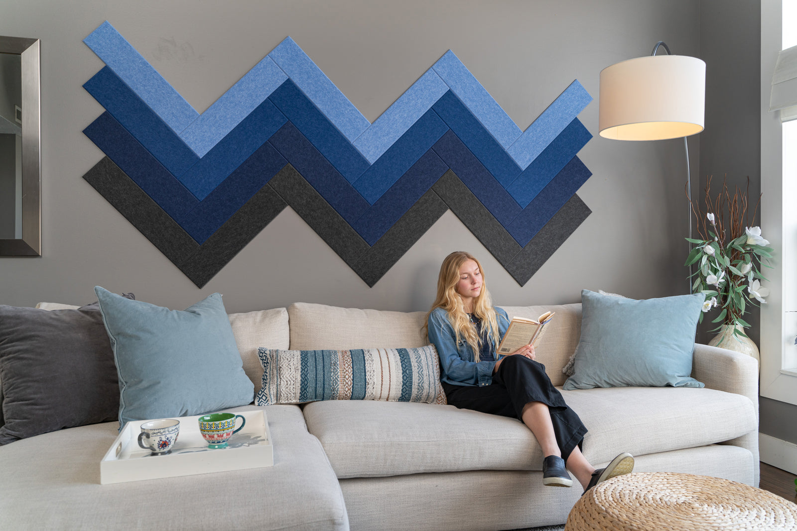 Dark Blues Herringbone