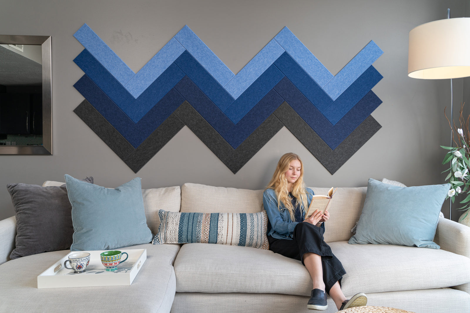 Dark Blues Herringbone