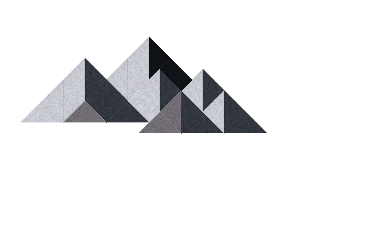 A Felt Right wall design small gray shaded mountain design, depicted as a graphic or pattern on a plain background.